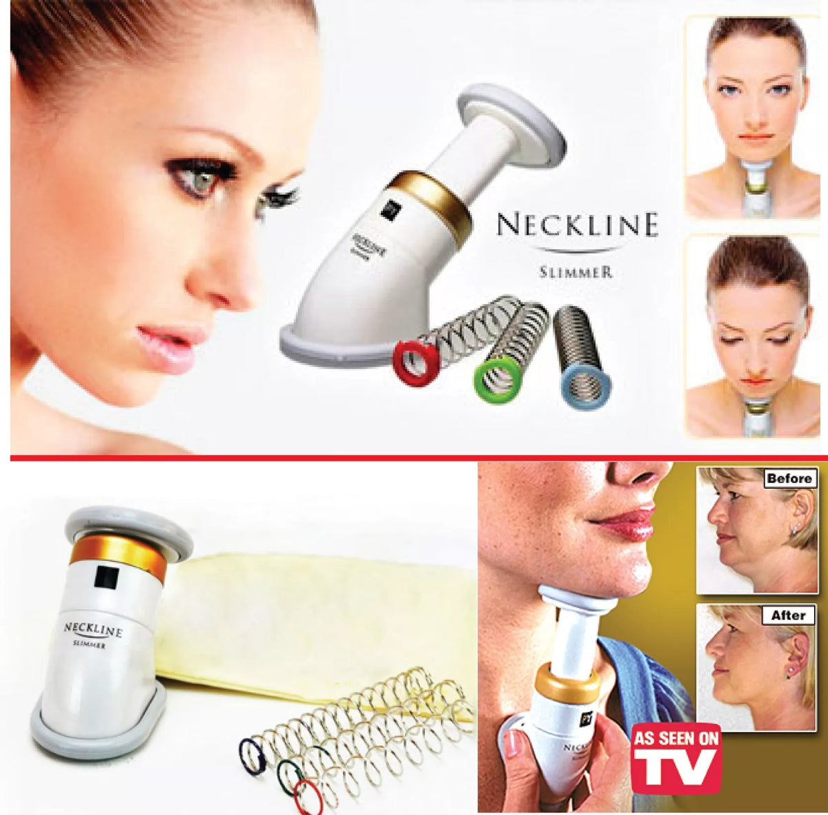 Masážní a posilovací přístroj na krk, bradu a podbradek „Neckline Slimmer“