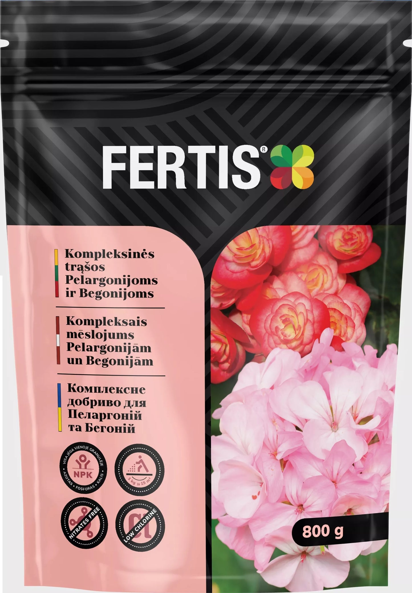 Komplexní hnojivo pro pelargonie a begonie FERTIS, 800g