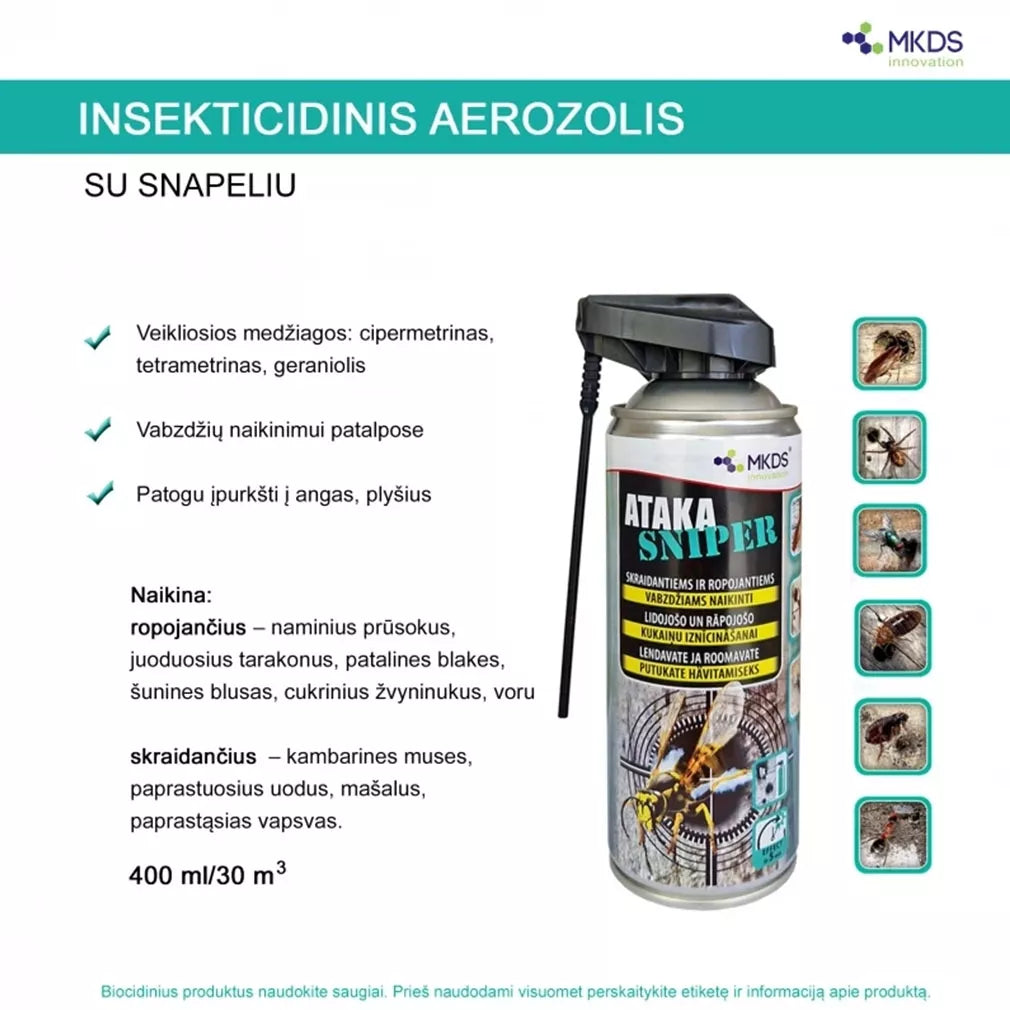 Ataka SNIPER insekticid proti létajícím a lezoucím hmyzům, 400 ml
