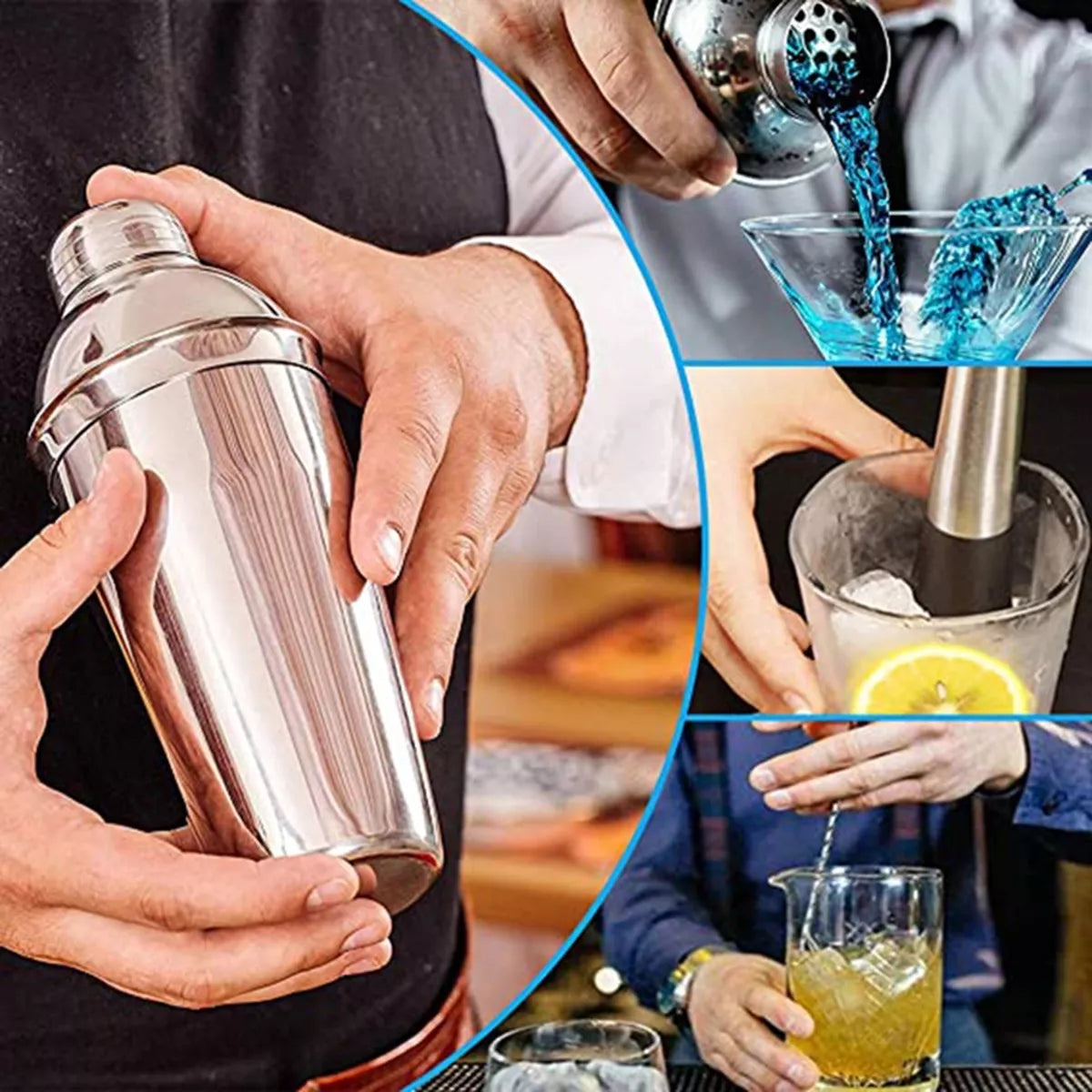 Stříbrná sada barmanských nástrojů