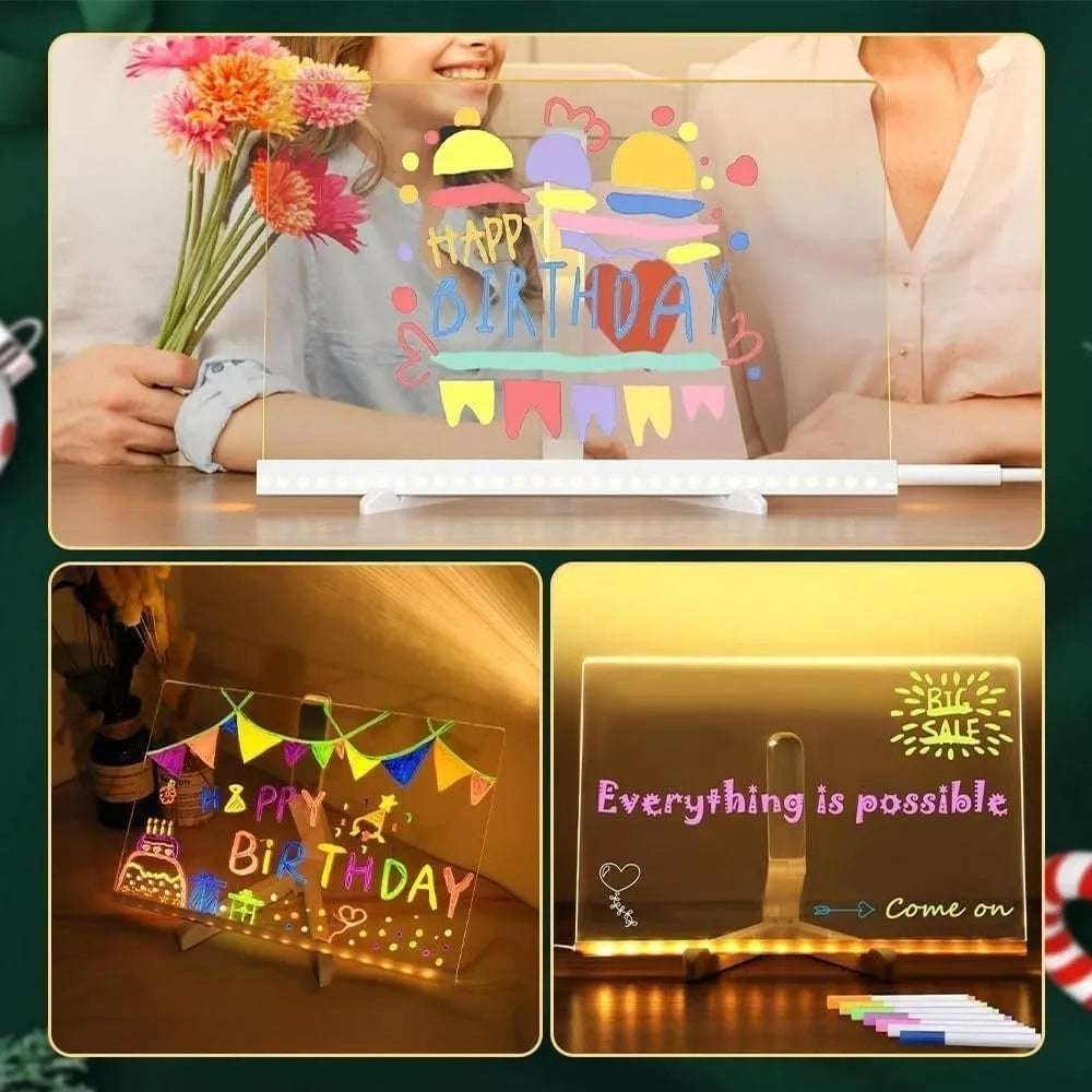 DIY LED piešimo lenta su šviečiančiu akrilo paviršiumi