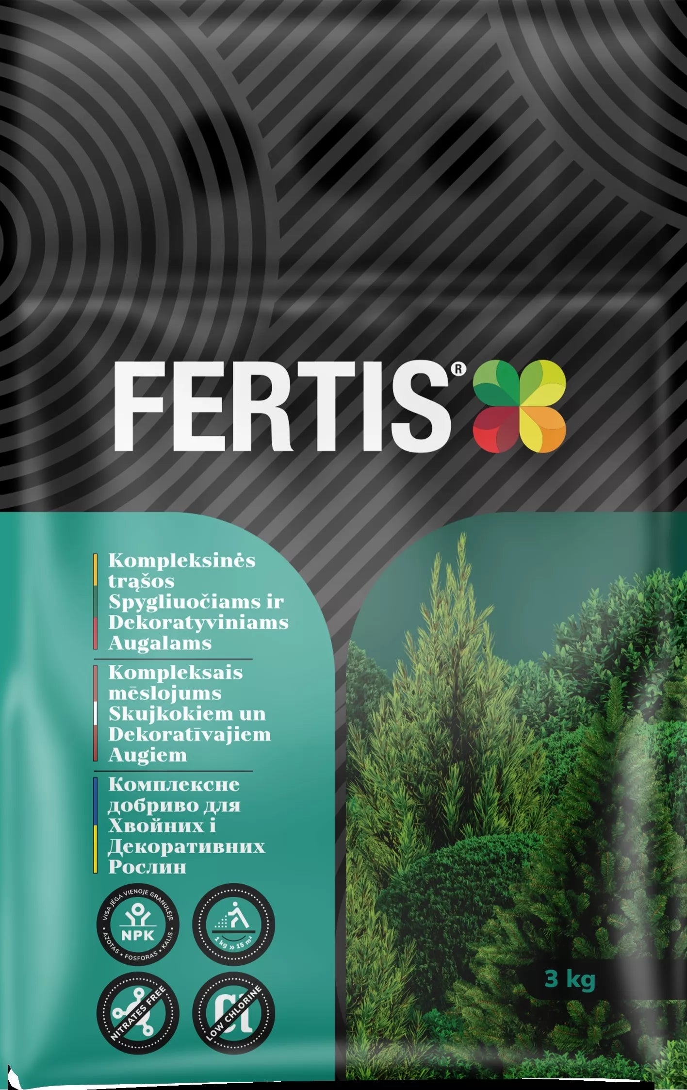 Komplexní hnojivo pro jehličnany a okrasné rostliny FERTIS, 3 kg