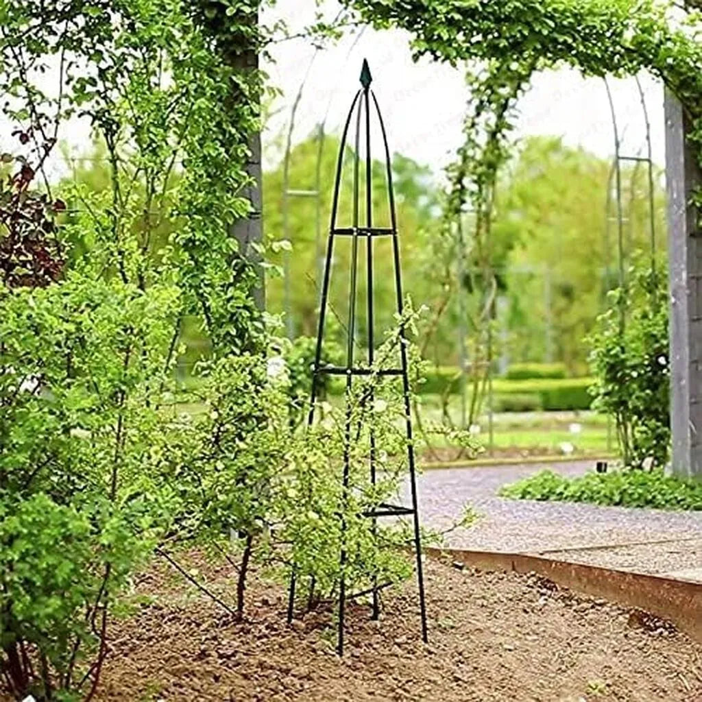 Kūginė sodo pergolė – obeliskas augalams (plieninė, pastatoma)