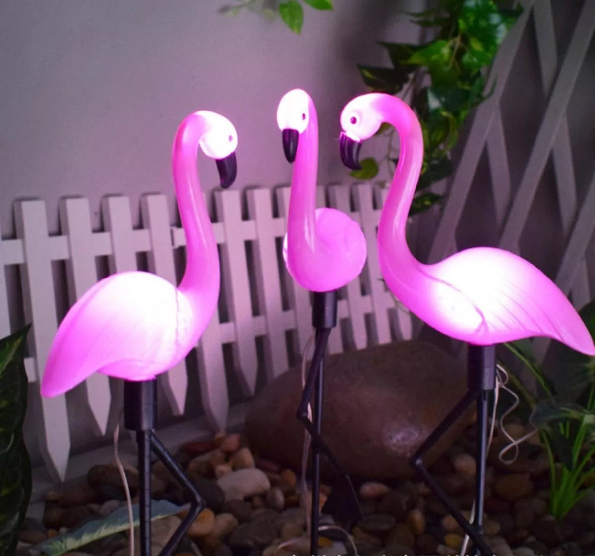 LED solární zahradní lampy – plameňák