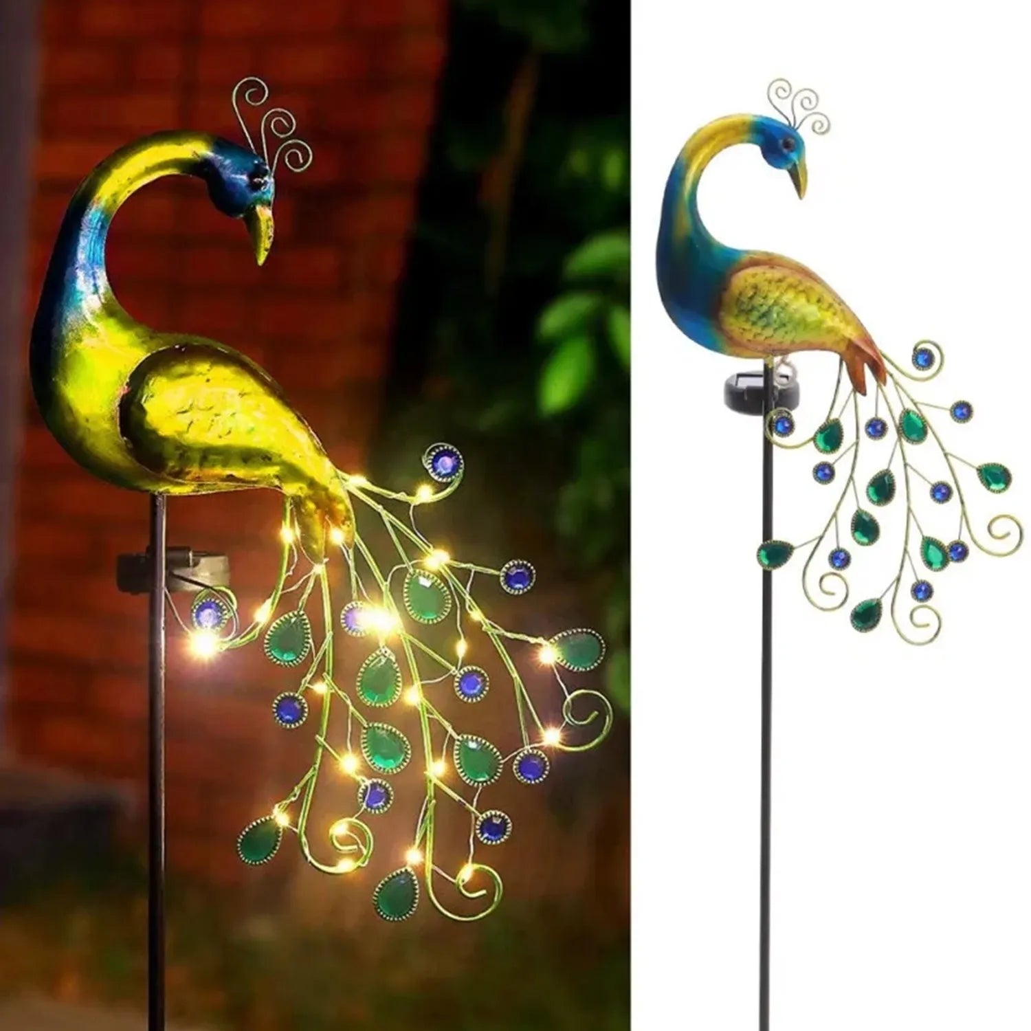 LED zahradní dekorace „Páv s LED osvětlením“
