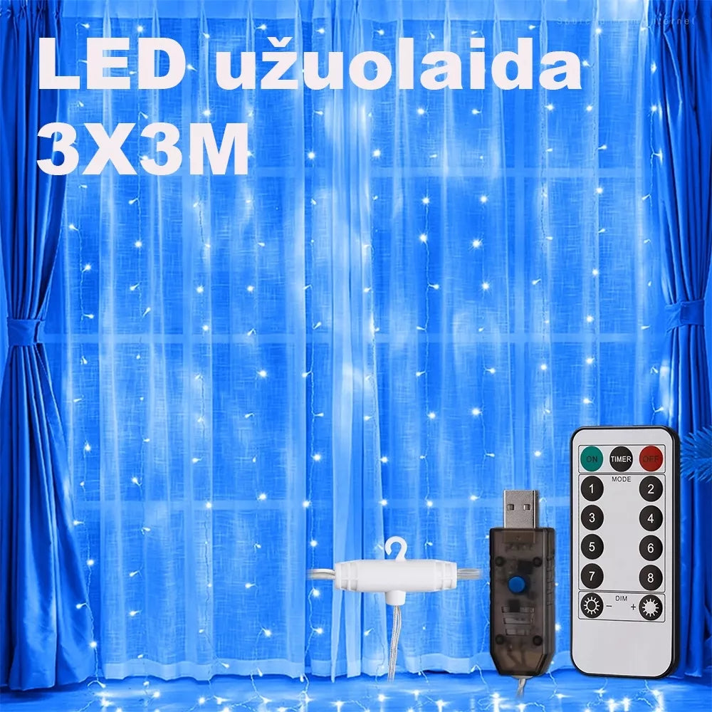 LED USB Závěs - Girlanda, modrá