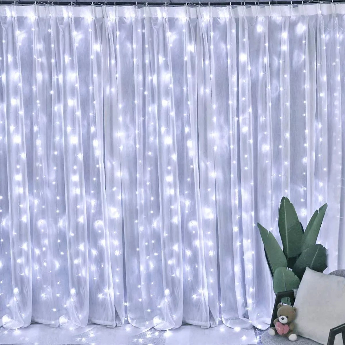 LED USB Závěs - Girlanda, studeně bílá
