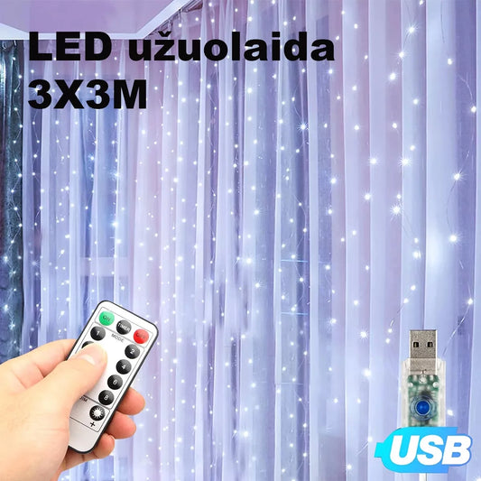 LED USB Závěs - Girlanda, studeně bílá