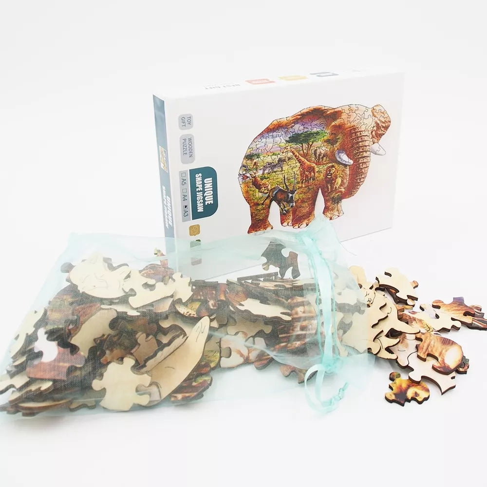Dřevěné puzzle "Slon"