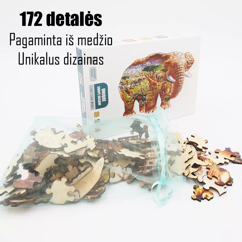 Dřevěné puzzle "Slon"