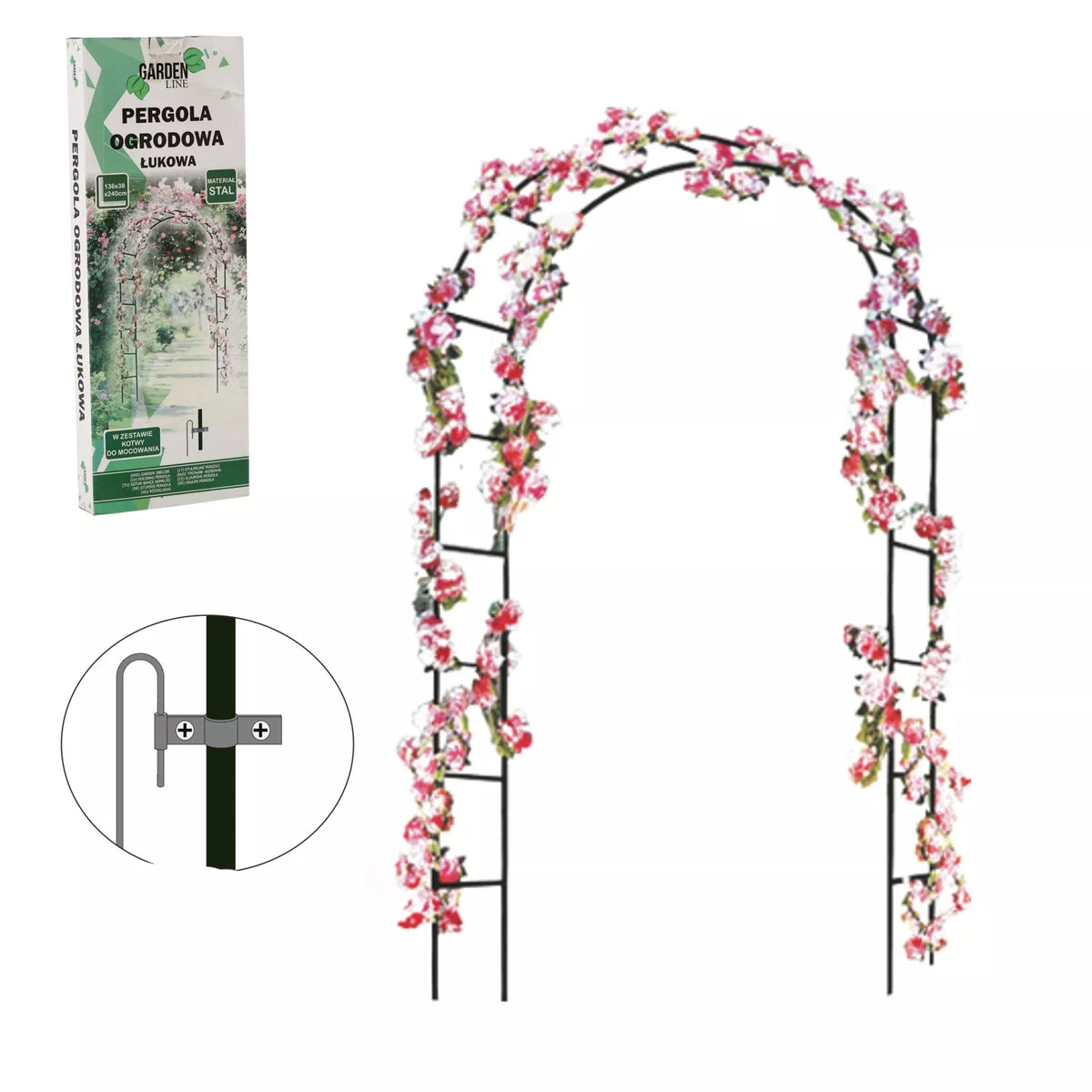 Kovová zahradní pergola pro popínavé rostliny 140 × 38 × 240 cm