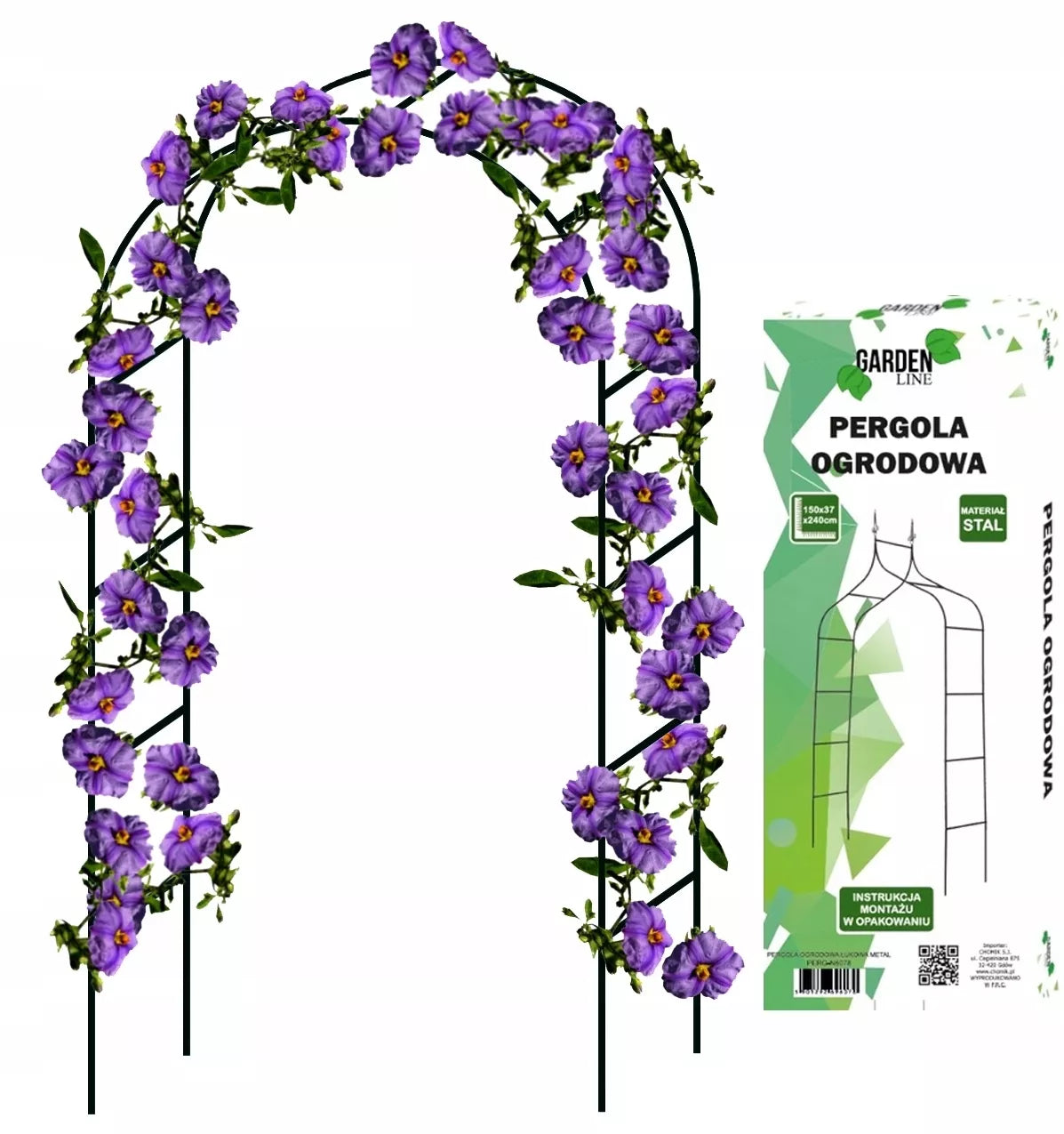 Kovová zahradní pergola pro popínavé rostliny 140 × 38 × 240 cm