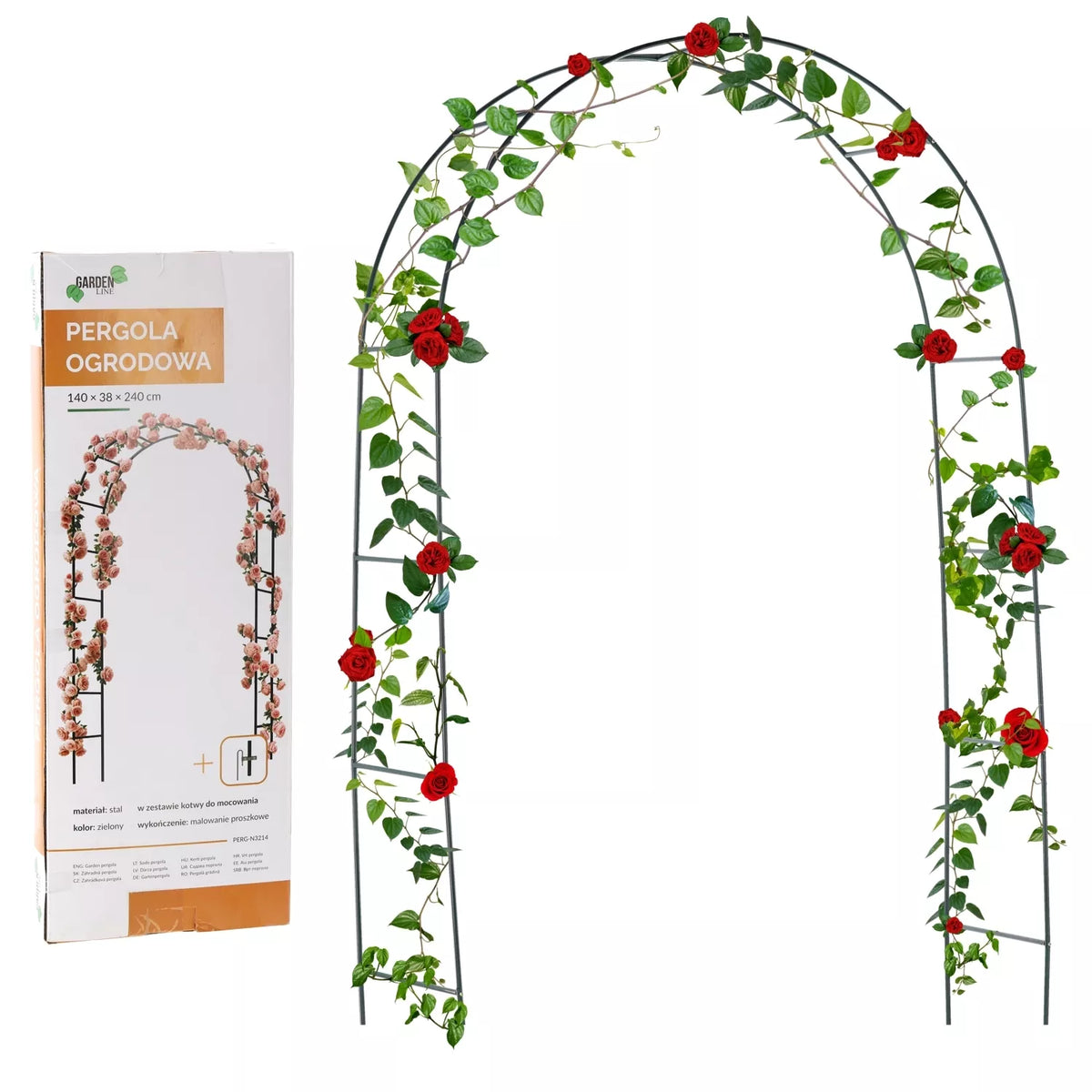 Kovová zahradní pergola pro popínavé rostliny 140 × 38 × 240 cm