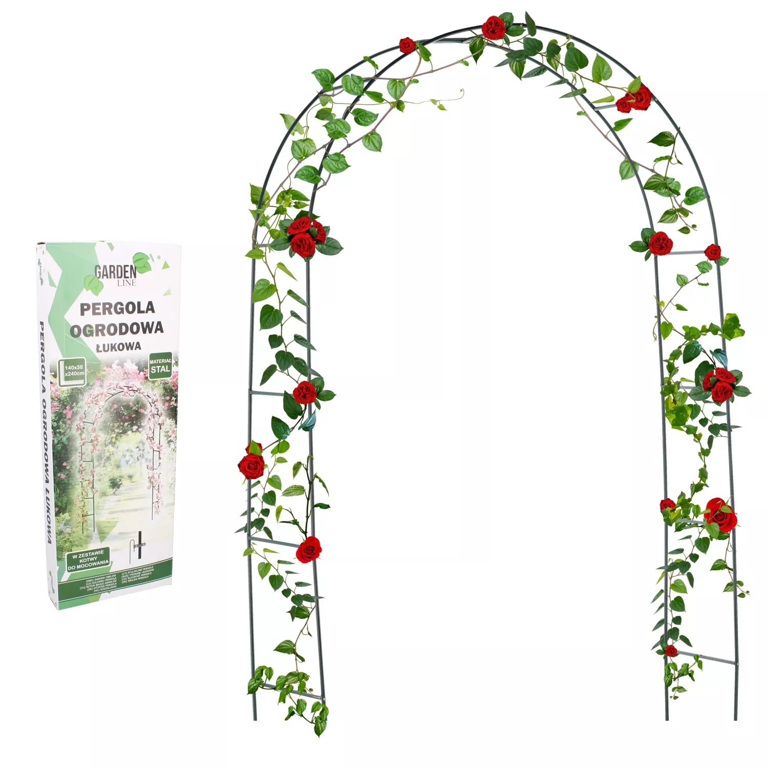 Kovová zahradní pergola pro popínavé rostliny 140 × 38 × 240 cm
