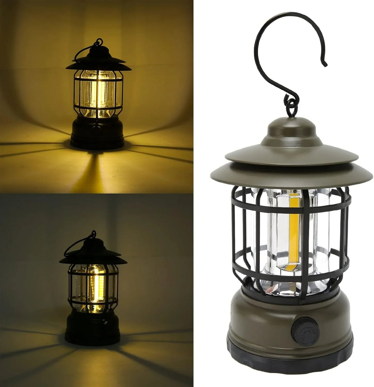 Přenosná LED kempingová lampa s háčkem na zavěšení (nabíjení přes USB)