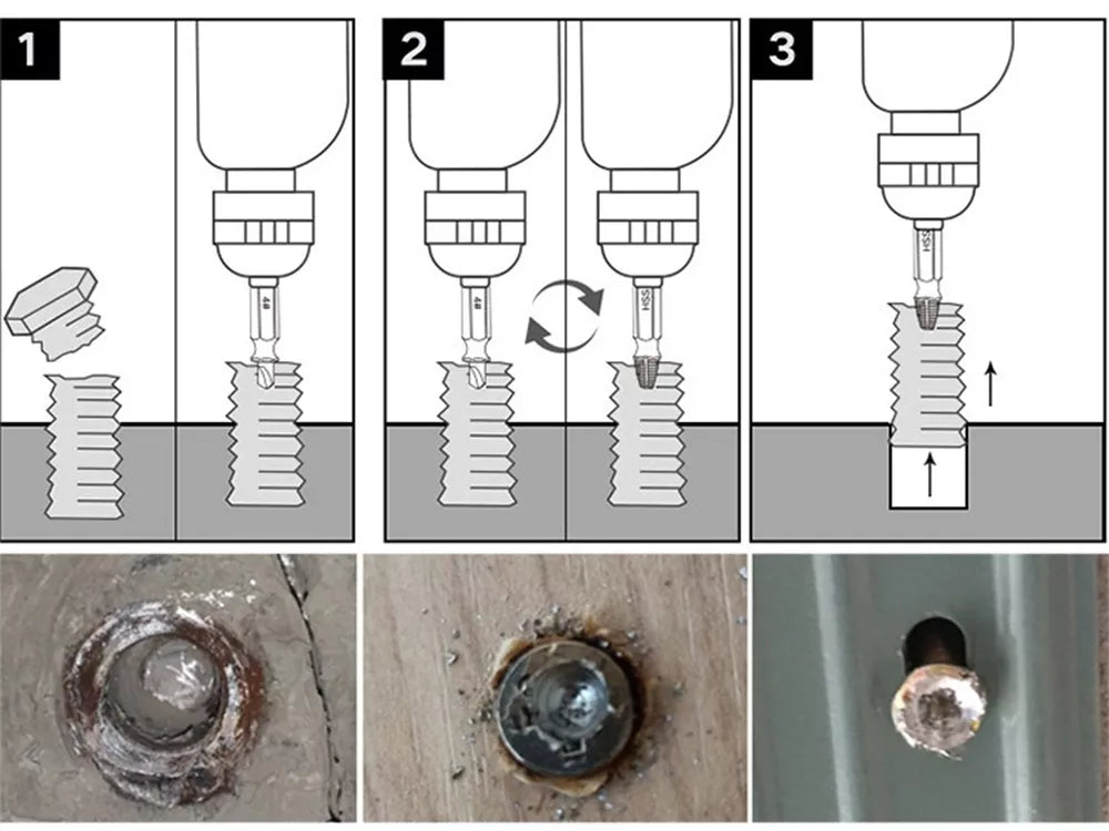 Sada vytahovačů zlomených šroubů 4 ks