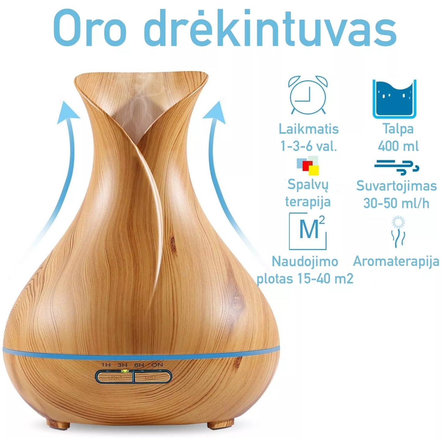 Zvlhčovač vzduchu, difuzér esenciálních olejů – Žlutý