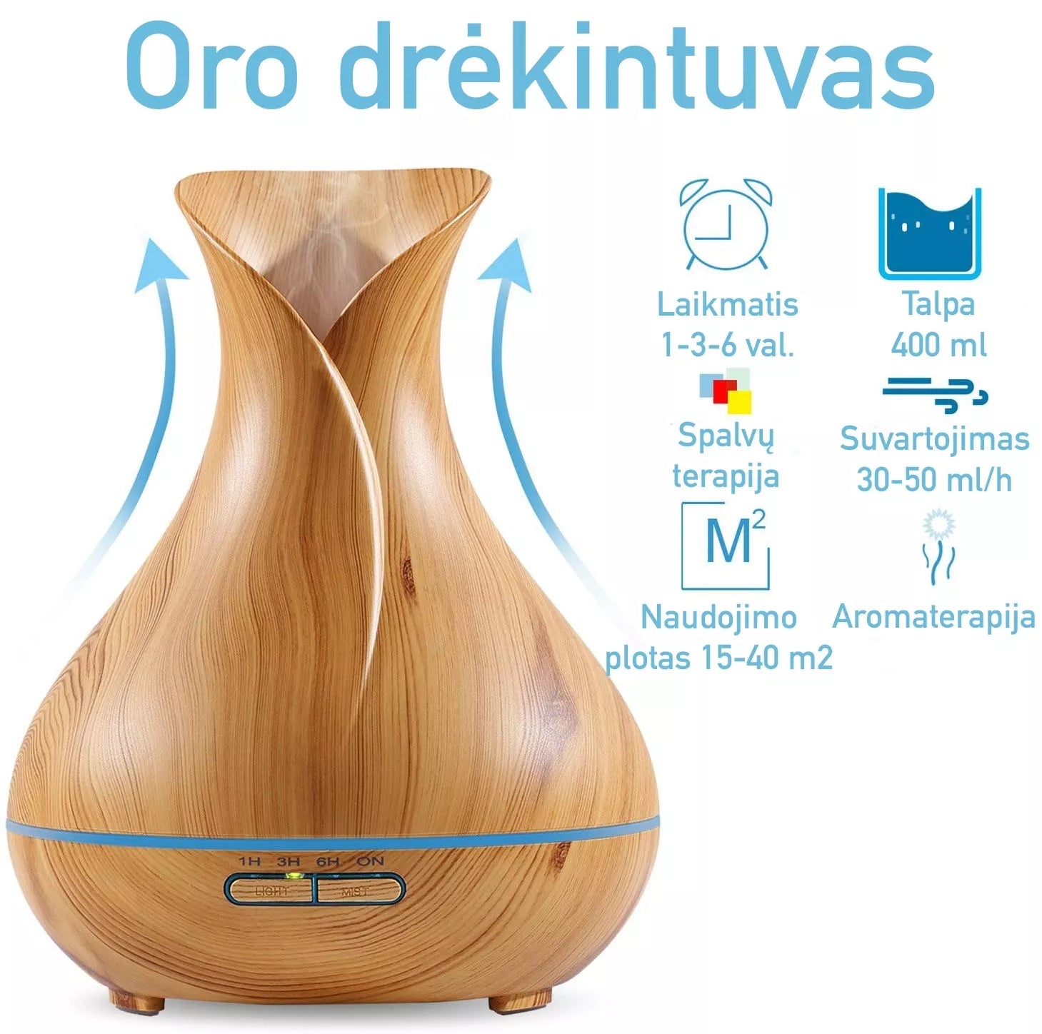 Zvlhčovač vzduchu, difuzér esenciálních olejů – Žlutý
