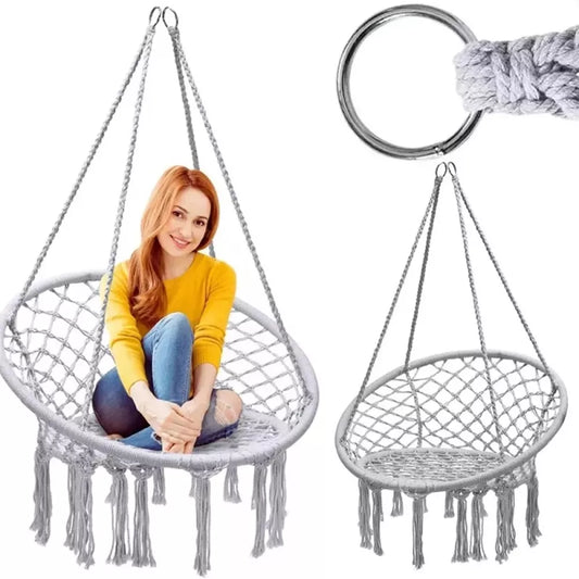 Závěsná houpací síť s opěradlem (šedá)