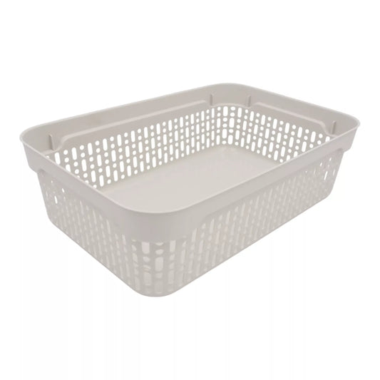 Plastový box s otvory, 40 × 30 × 13 cm BÍLÁ
