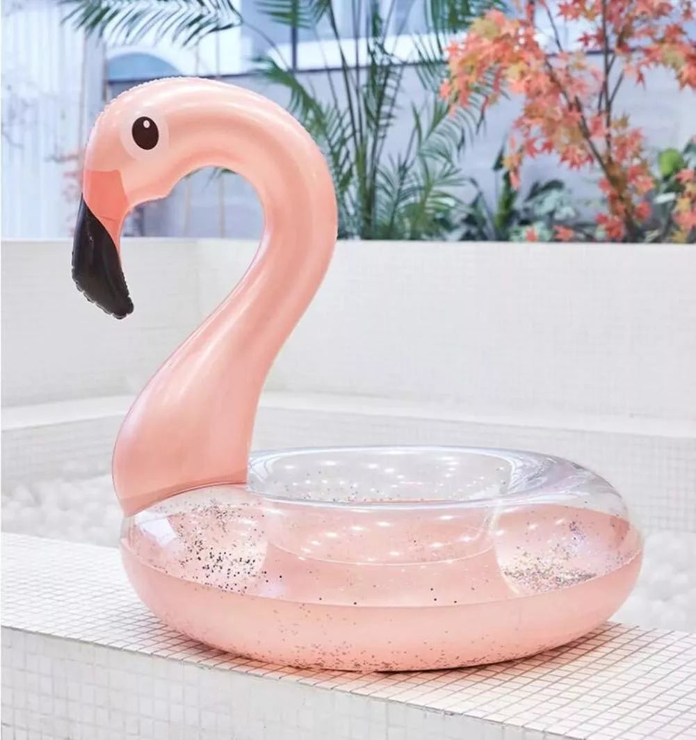Nafukovací kruh s třpytkami "Plameňák"