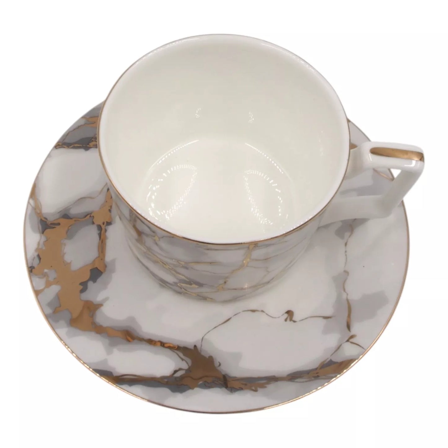 Porcelánový hrnek s podšálkem 275 ml, mramorové ražení