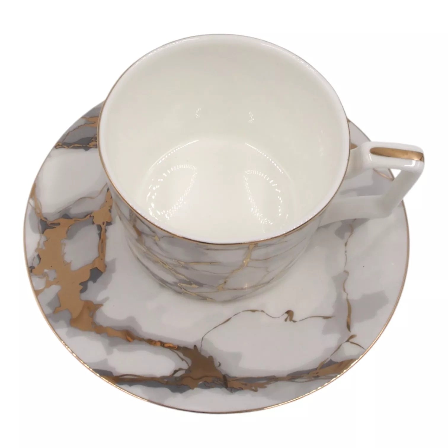 Porcelánový hrnek s podšálkem 275 ml, mramorové ražení
