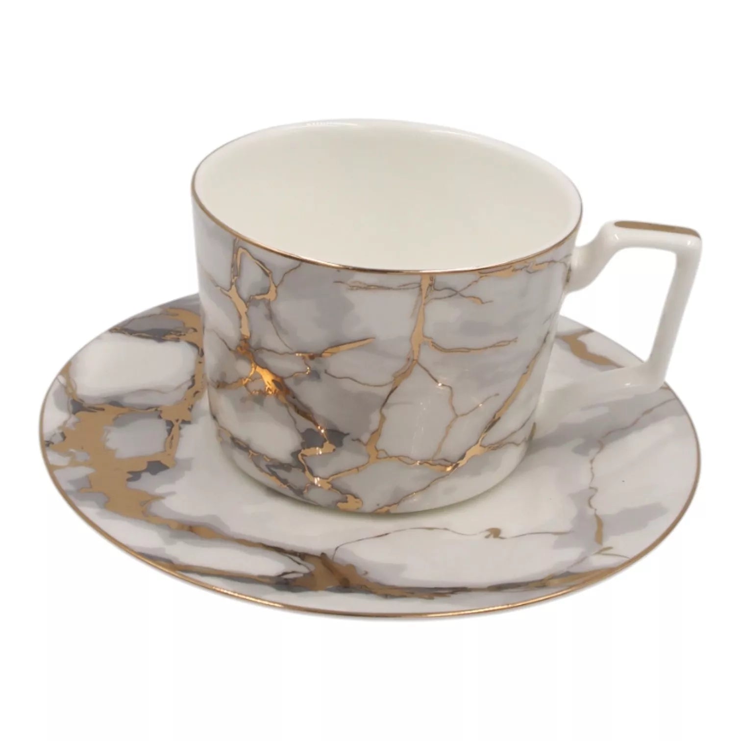 Porcelánový hrnek s podšálkem 275 ml, mramorové ražení