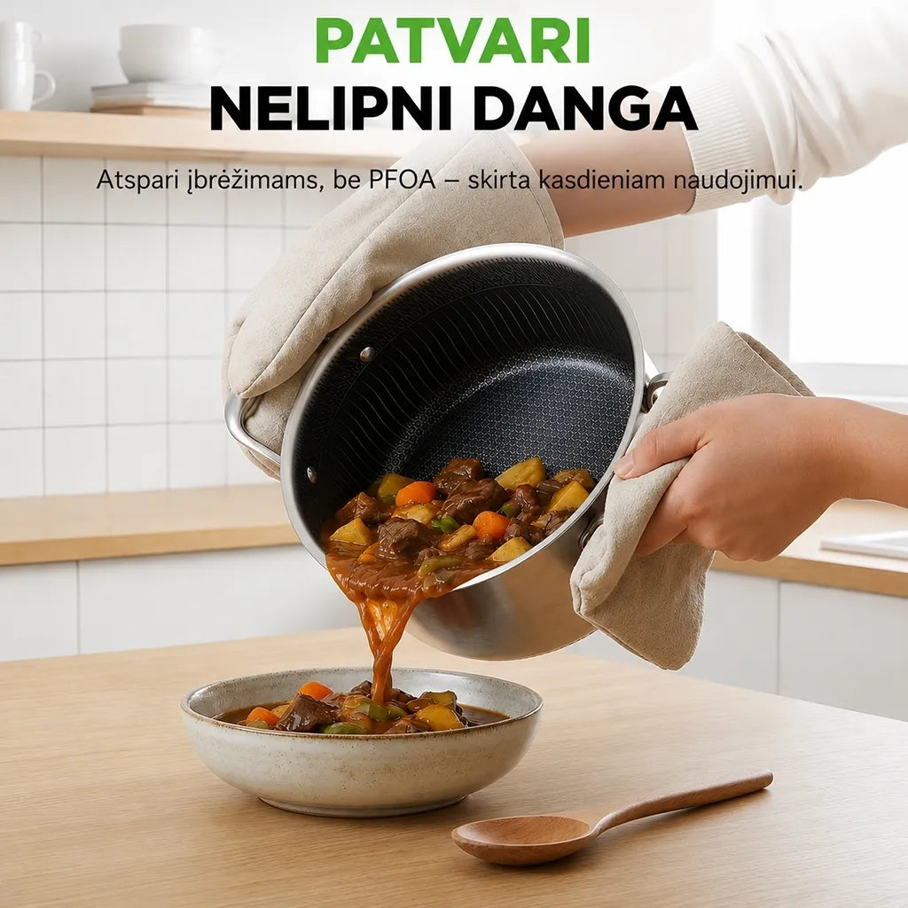 Puodas su dangčiu OSFÉ Tri-Ply, 28 cm, 8 l