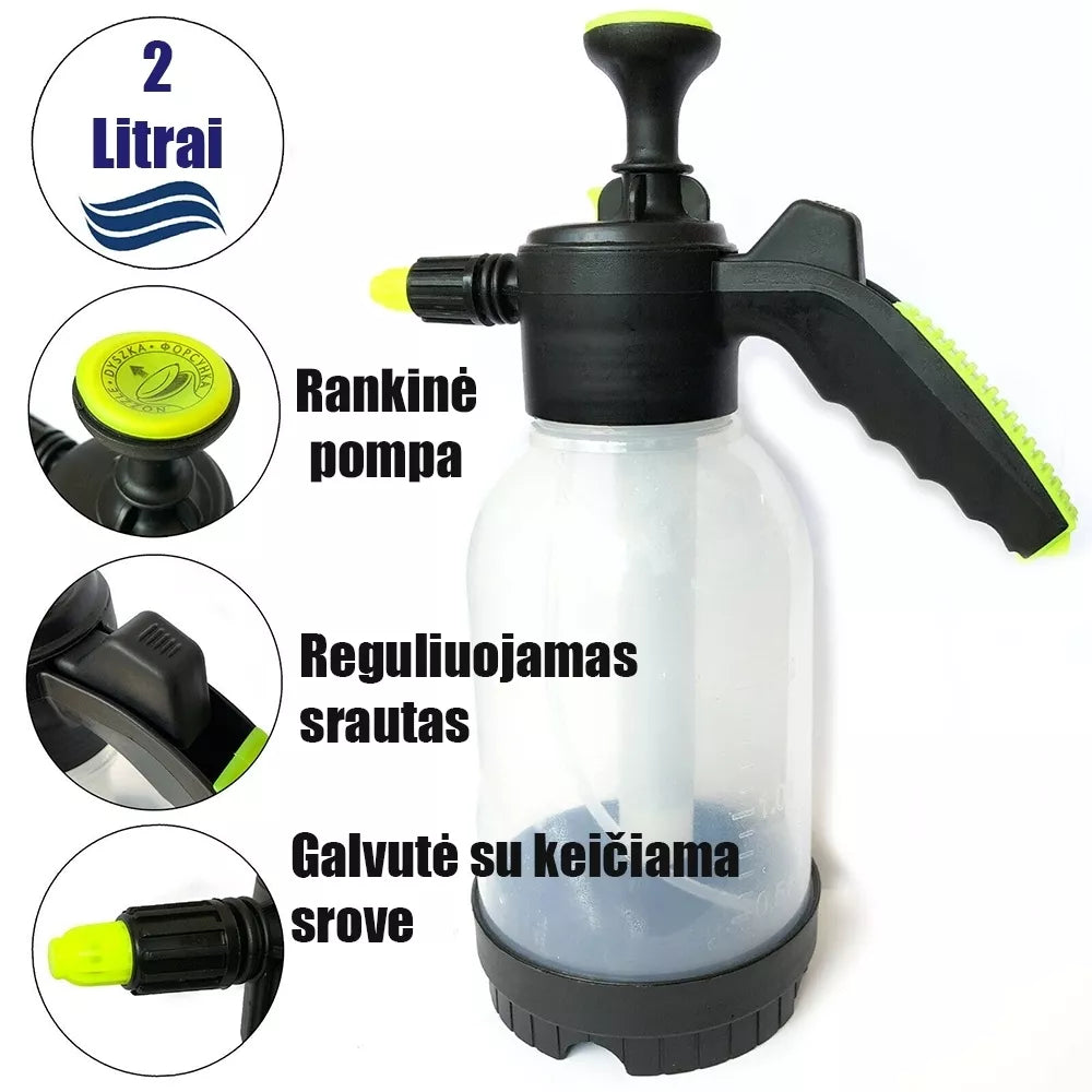 Ruční tlakový zahradní postřikovač 2 l (průhledný)