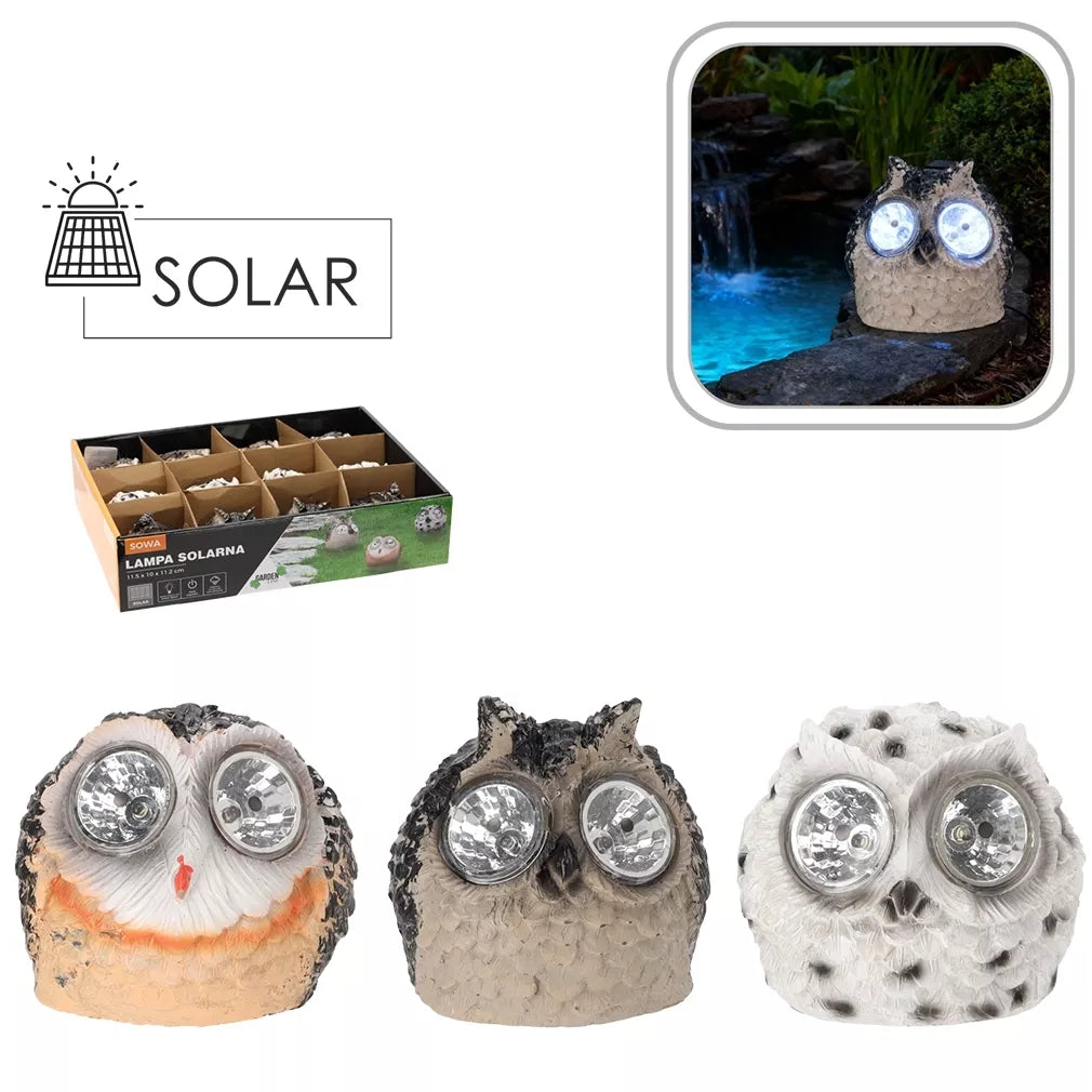 Solární zahradní lampa „Sova“ nabíjená sluneční energií