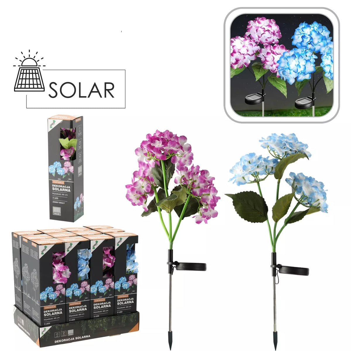 Solární dekorativní LED lampa „Hortenzie“, 68 cm