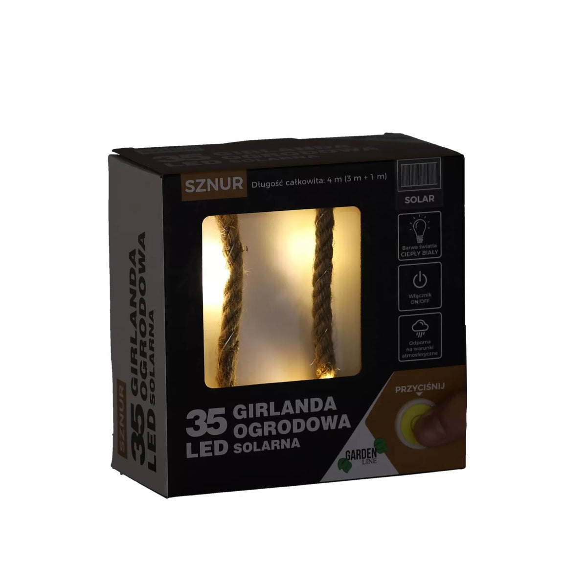 Solárně napájený LED řetěz, 35 LED, 4 m, teplá bílá