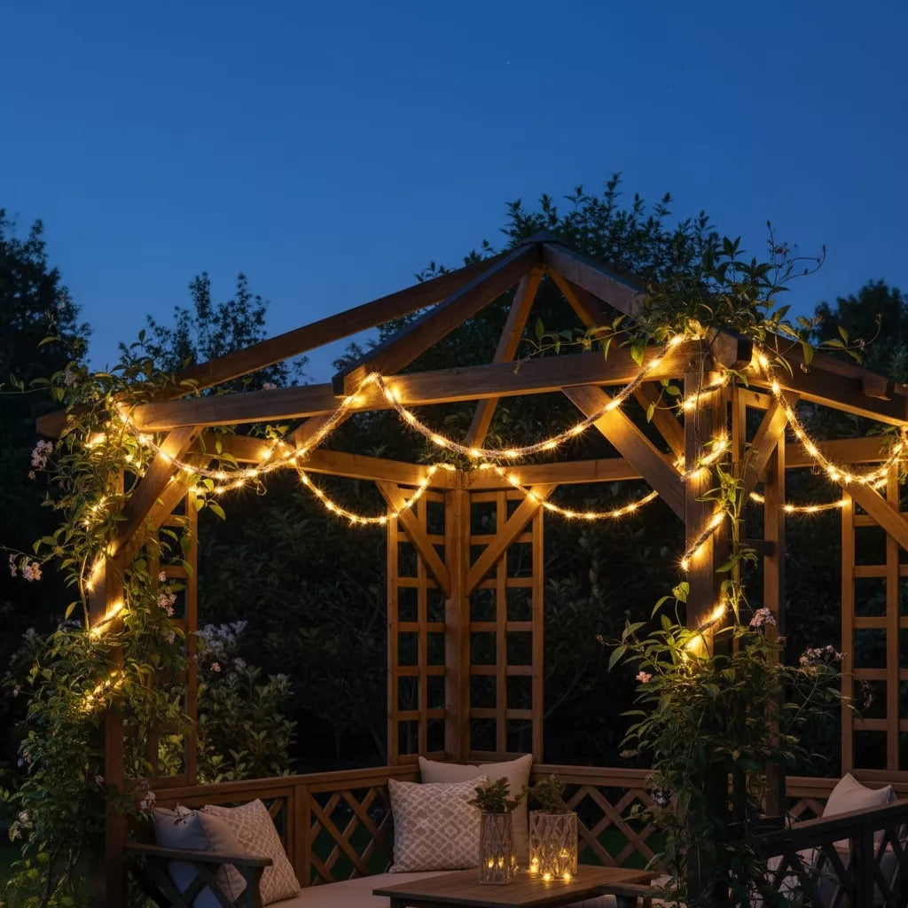 Solárně napájený LED řetěz, 35 LED, 4 m, teplá bílá