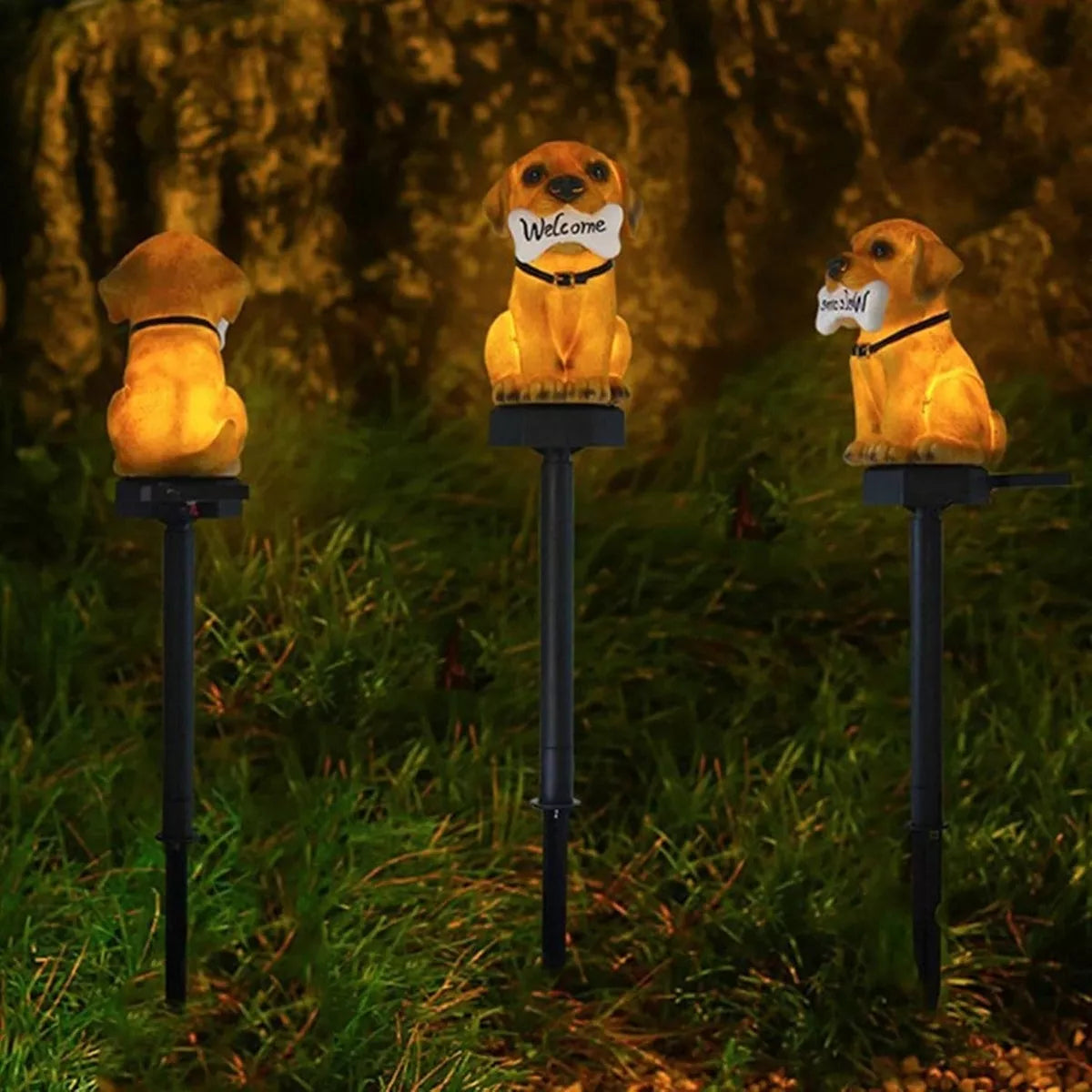 Solární LED lampa "Pes s kostí"