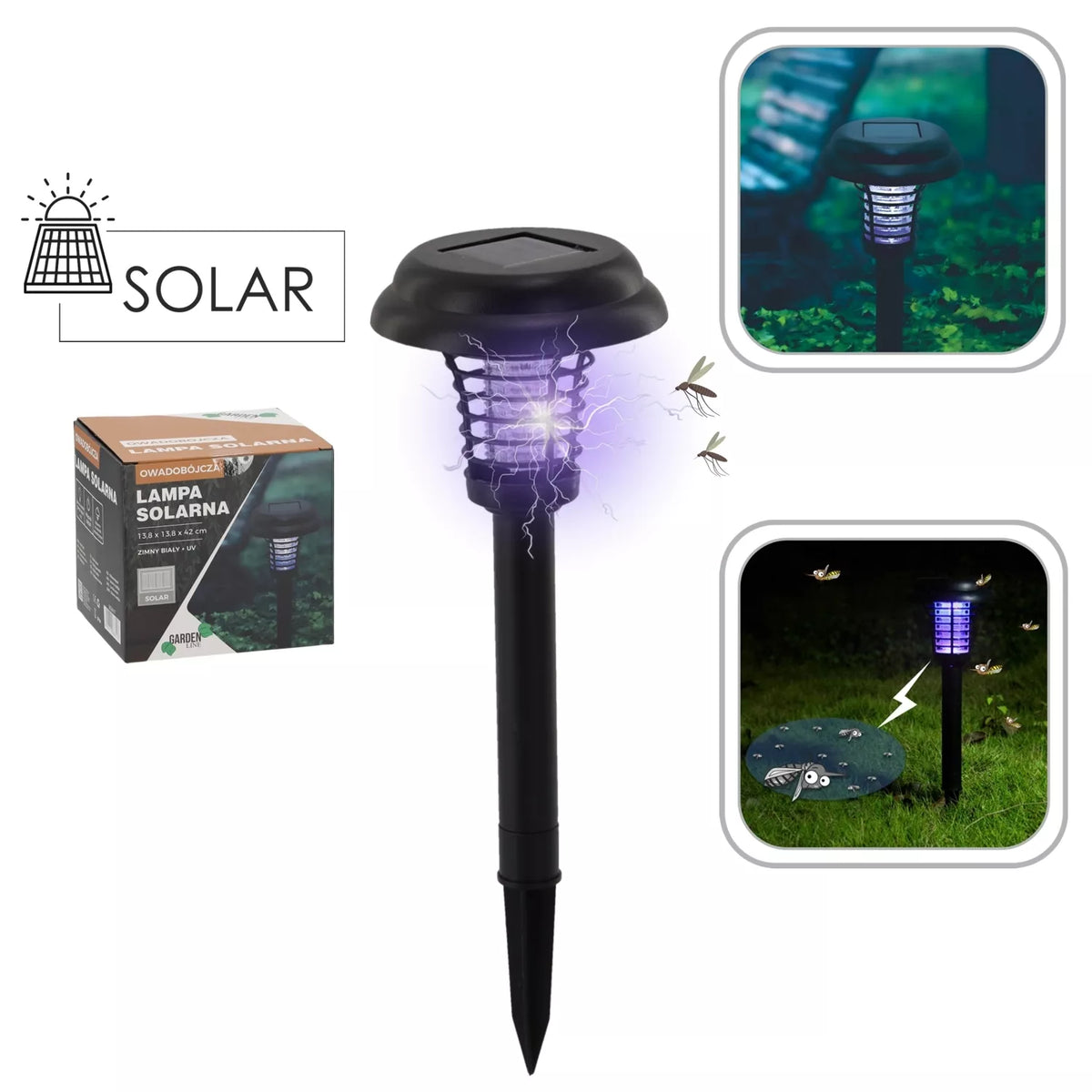 Solární lampa proti hmyzu s UV funkcí, 42 cm