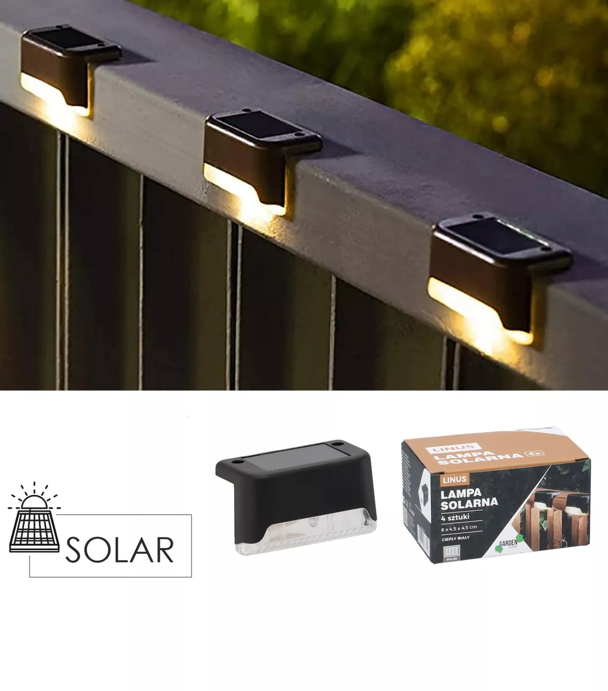 Sada solárních svítidel „Linus“ – 4 ks, LED, teplé bílé světlo