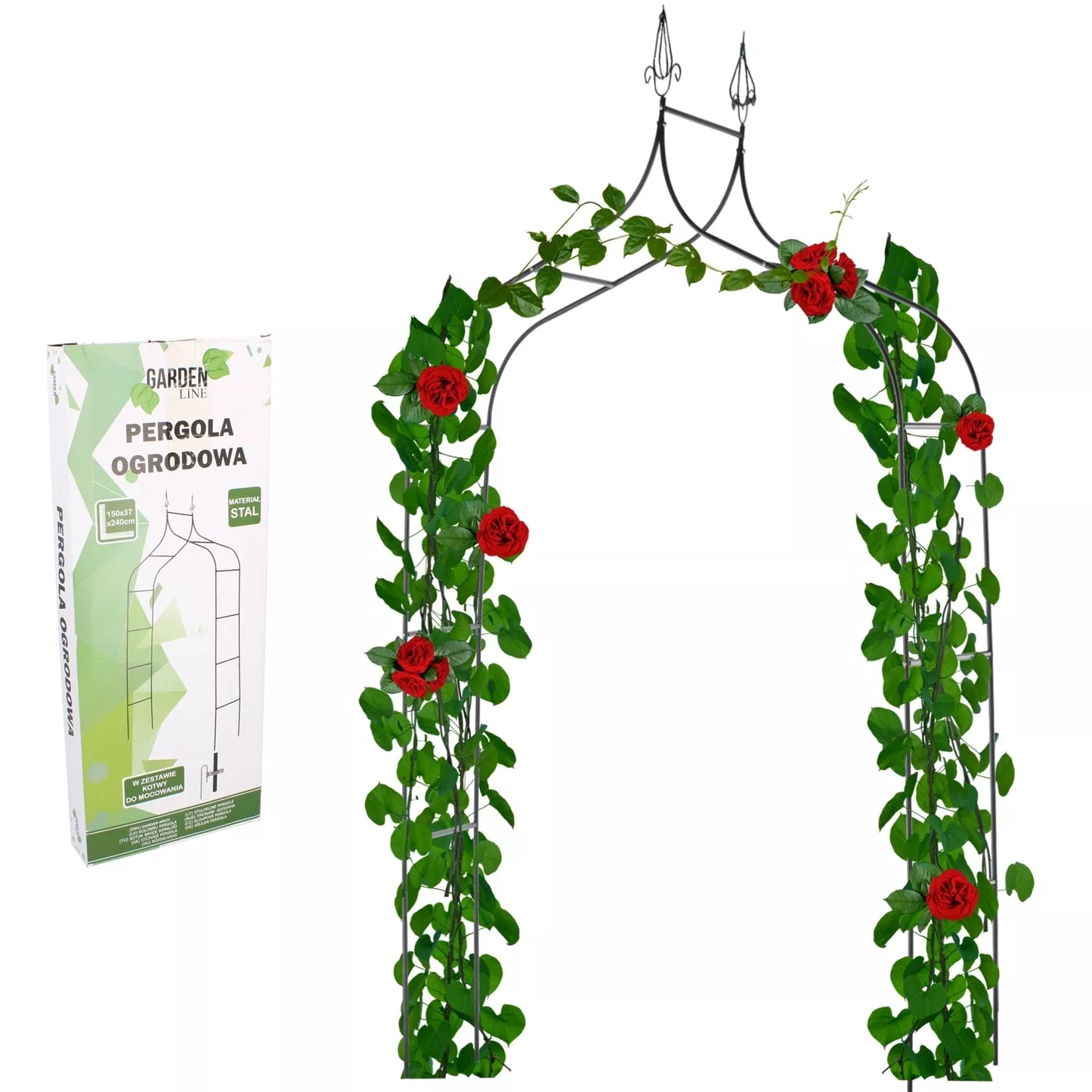 Zahradní pergola pro rostliny 150 × 37 × 240 cm, kovová, černá