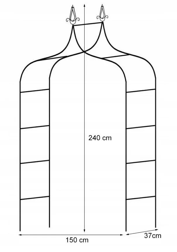 Zahradní pergola pro rostliny 150 × 37 × 240 cm, kovová, černá