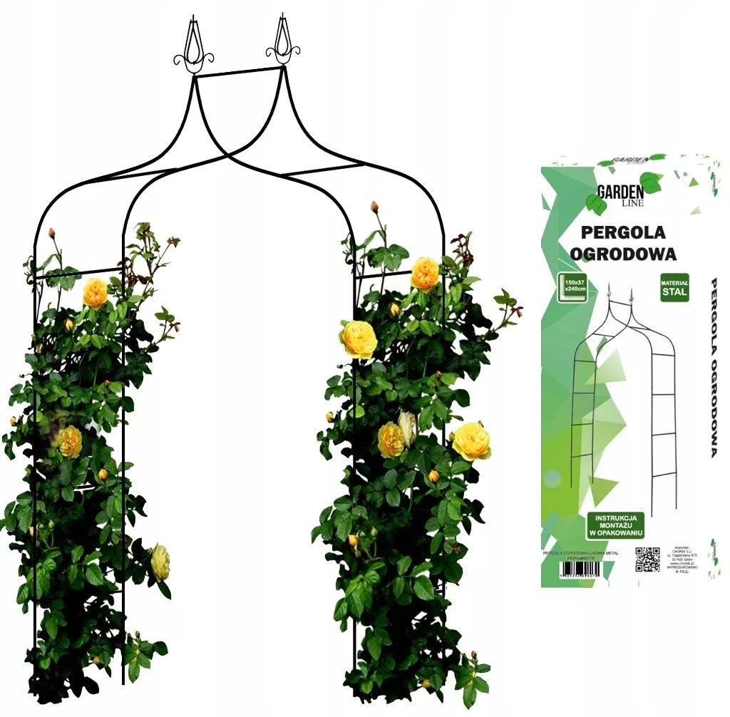 Zahradní pergola pro rostliny 150 × 37 × 240 cm, kovová, černá