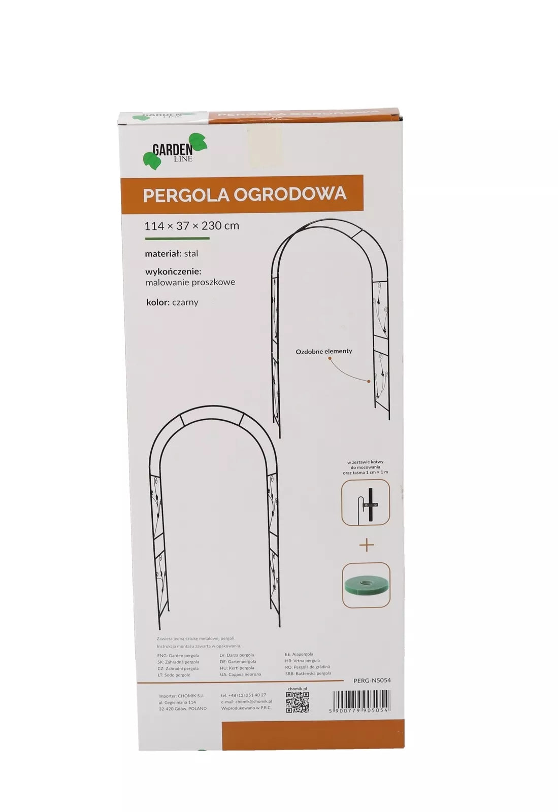 Zahradní pergola s dekoracemi 114 × 37 × 230 cm