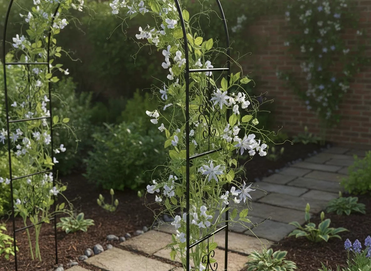 Zahradní pergola s dekoracemi 114 × 37 × 230 cm