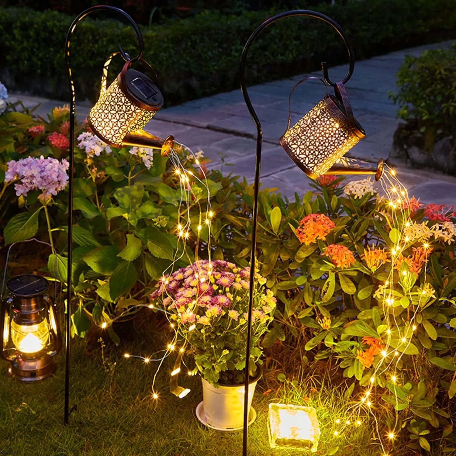 Zahradní solární svítidlo „Konev“ s LED řetězem