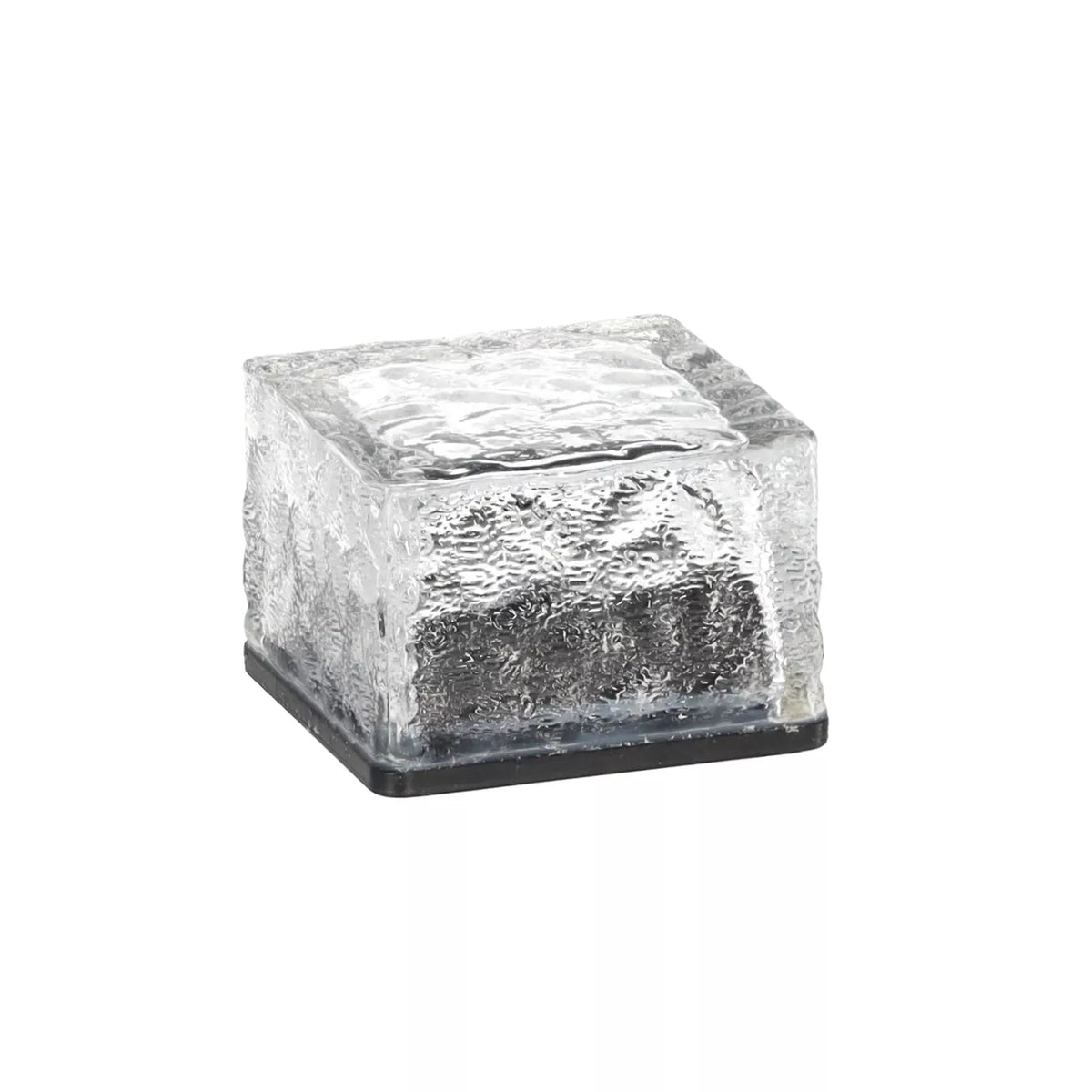 Skleněná solární lampa – krychle 7 × 7 × 5 cm, studeně bílá LED