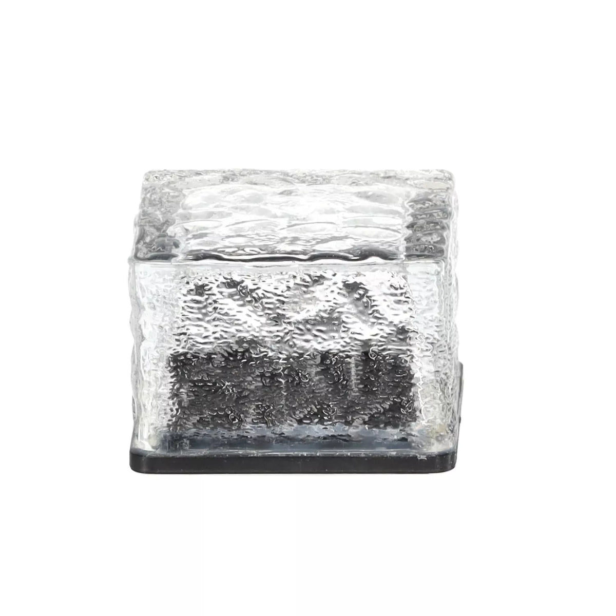 Skleněná solární lampa – krychle 7 × 7 × 5 cm, studeně bílá LED