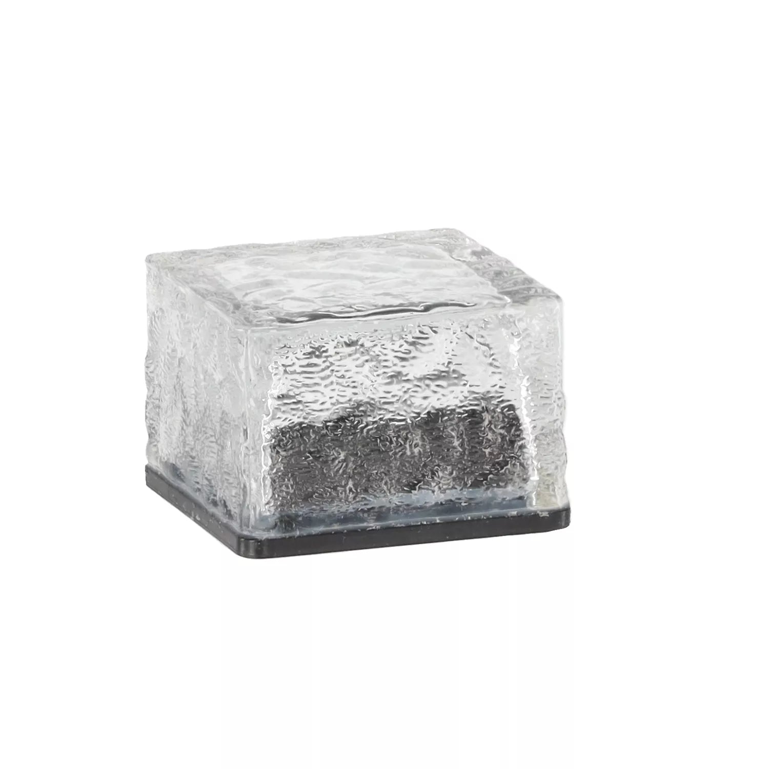 Skleněná solární lampa – krychle 7 × 7 × 5 cm, studeně bílá LED