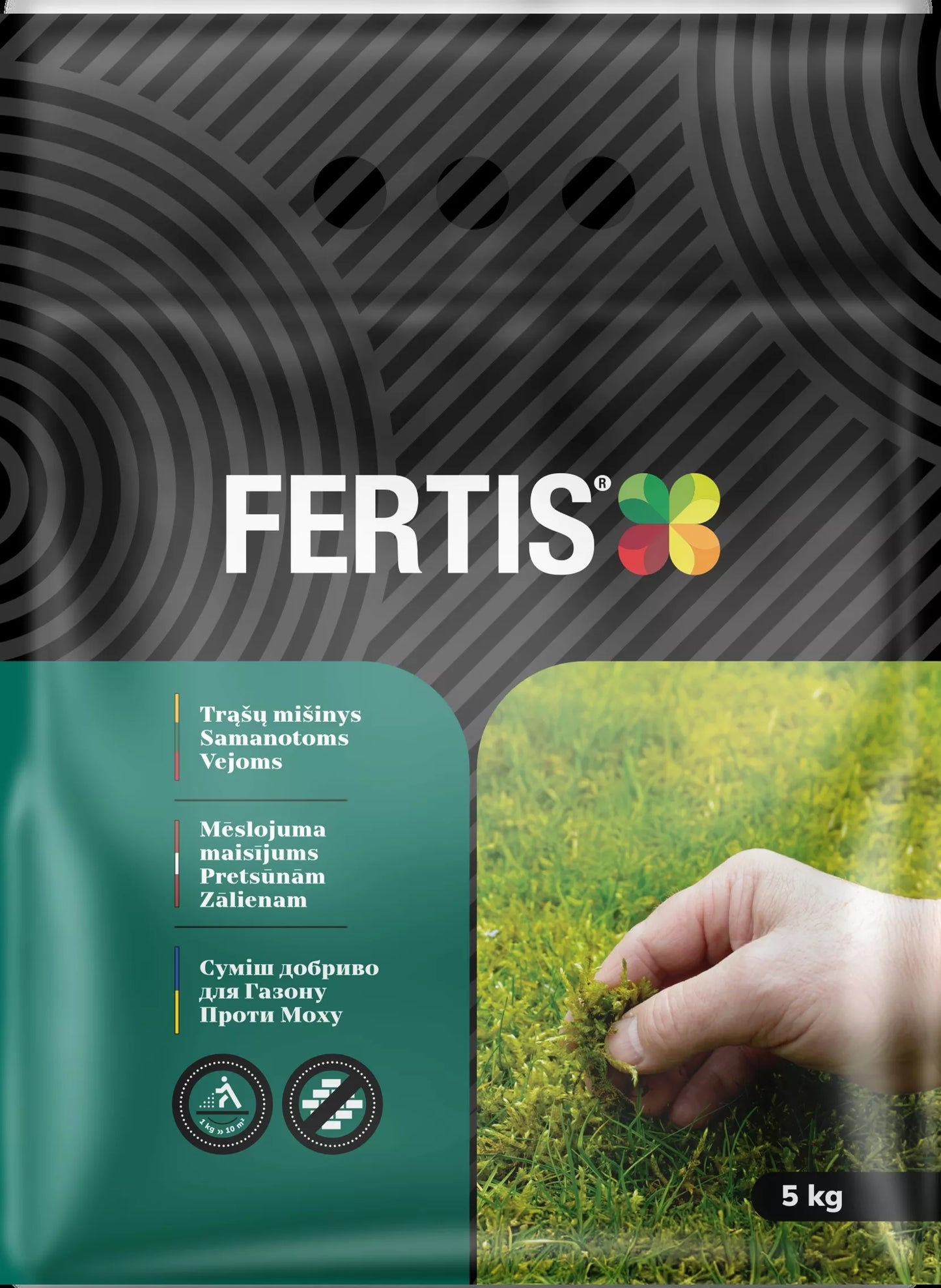 Směs hnojiv pro mechem zarostlé trávníky FERTIS, 5 kg