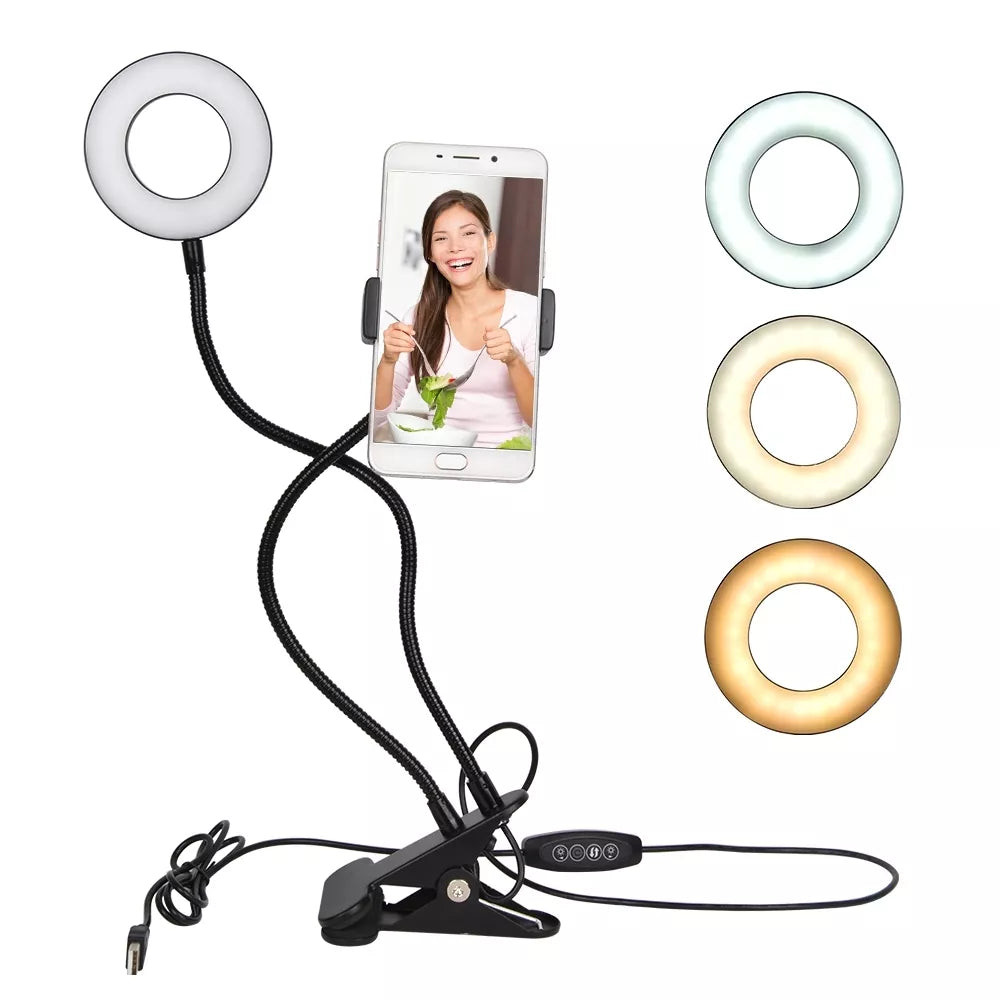LED stolní lampa ve tvaru prstenu