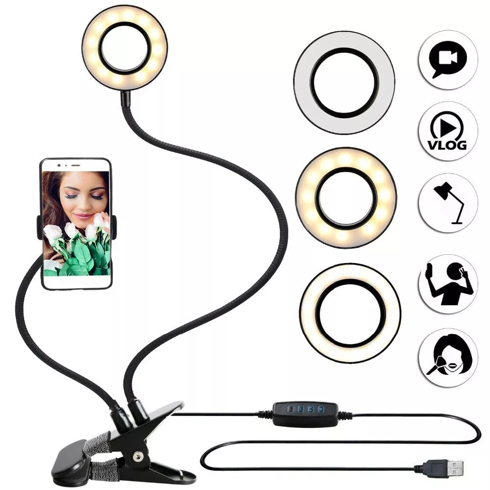 LED stolní lampa ve tvaru prstenu